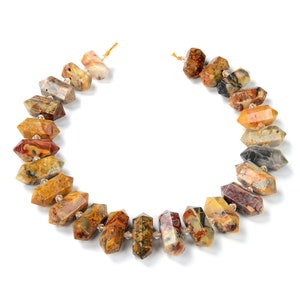 33x12-25x12MM Crazy Lace Agate Gemstone Gradated Center Drilled Faceted Points Loose Beads 15.5 inch Full Strand (80016550-S17)