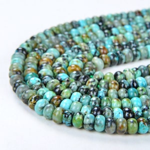 4x2MM African Turquoise Gemstone Green Rondelle Donut 4x2mm Loose Beads 16 inch Full Strand (90143983-172)