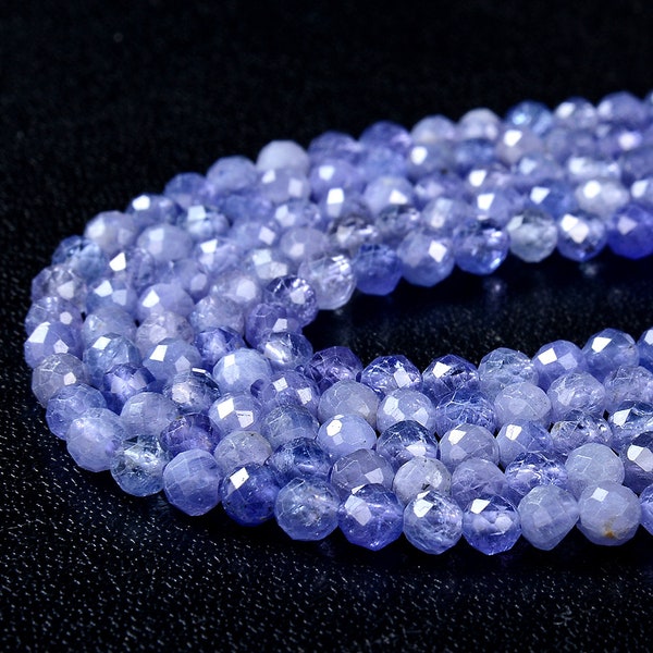 Natural Tanzanite Gemstone Grade AAA Micro Faceted Round 2MM 3MM 4MM Loose Beads (P45)