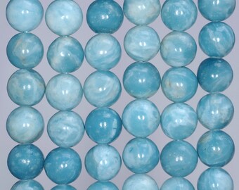 Perle Di Pietre Dure Naturali Larimar 4mm - Filo Da 38cm (96 Perle) Per Creazione Gioielli - AqBeadsUk