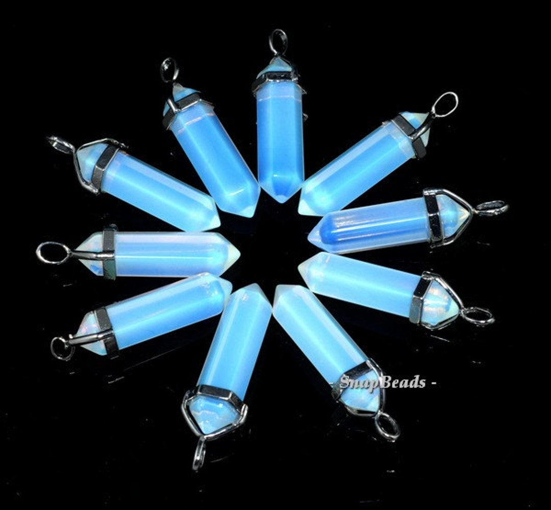 流行中ビーズアイテム☆Gemstone Pearl Beading (2type)/usite 32x8mm Opalite Gemstone Translucent Pendant Point Loose