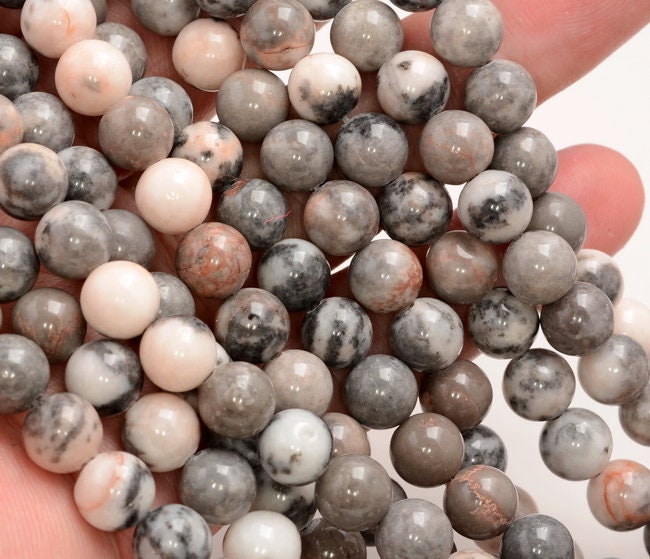 10mm Zebra Jaspergemstone Black White Round Loose Beads 7.5
