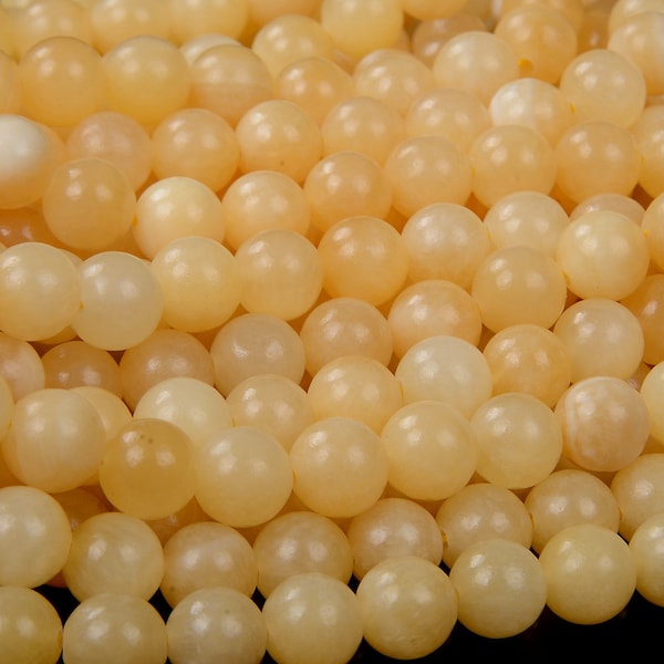 Natural Honey Calcite Gemstone Grade A Yellow Orange Smooth 4mm 6mm 8mm 10mm Round Loose Beads  (A235)