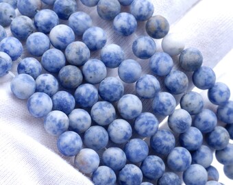 本物の天然ブルースポットジャスパー宝石グレードAaラウンド4mm 6mm