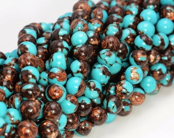 Bronzite Turquoise Gemstone 4mm 6mm 8mm 10mm Round Loose Bead (495)