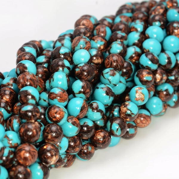 Bronzite Turquoise Gemstone 4mm 6mm 8mm 10mm Round Loose Bead (495)