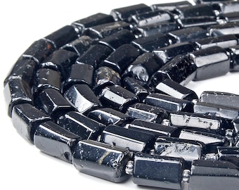 Natürliche schwarze Turmalin Edelstein 12 x 8 MM facettierte Zylinder runde Rohr lose Perlen (D465)