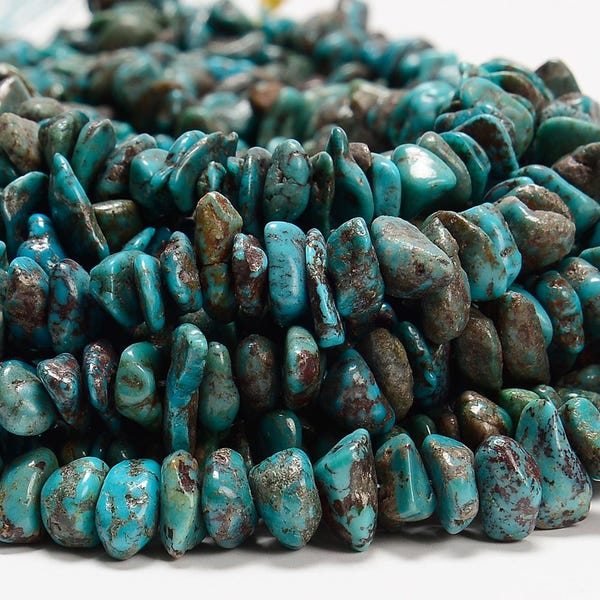 Natural Blue Turquoise Gemstone Pebble Nugget Chip 5-8MM 7-10MM 8-13MM 10-14MM Loose Beads (D609)