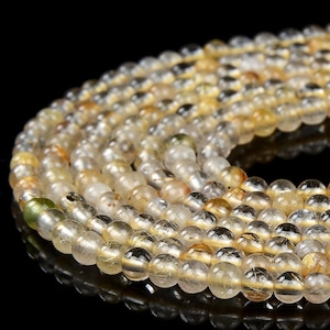3MM Natural Golden Rutilated Quartz Gemstone Grade A Round Loose Beads 15.5 inch Full Strand (80017881-P80)