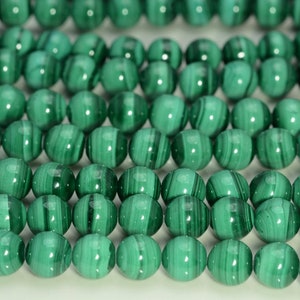 Genuine Natural Malachite Gemstone Grade AAA Light Green Smooth 6mm 8mm 10mm Round Loose Beads (141)