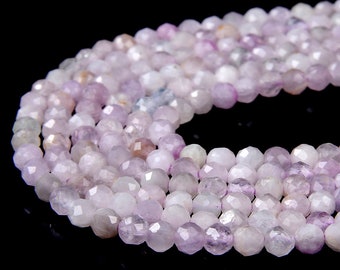 3MM Natural Kunzite Gemstone Grade AAA Micro Faceted Round Loose Beads 15 inch Full Strand (80009195-P25)