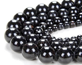 Natural Black Tourmaline Gemstone Grade A Round 6MM 8MM 10MM 12MM Beads (D69)