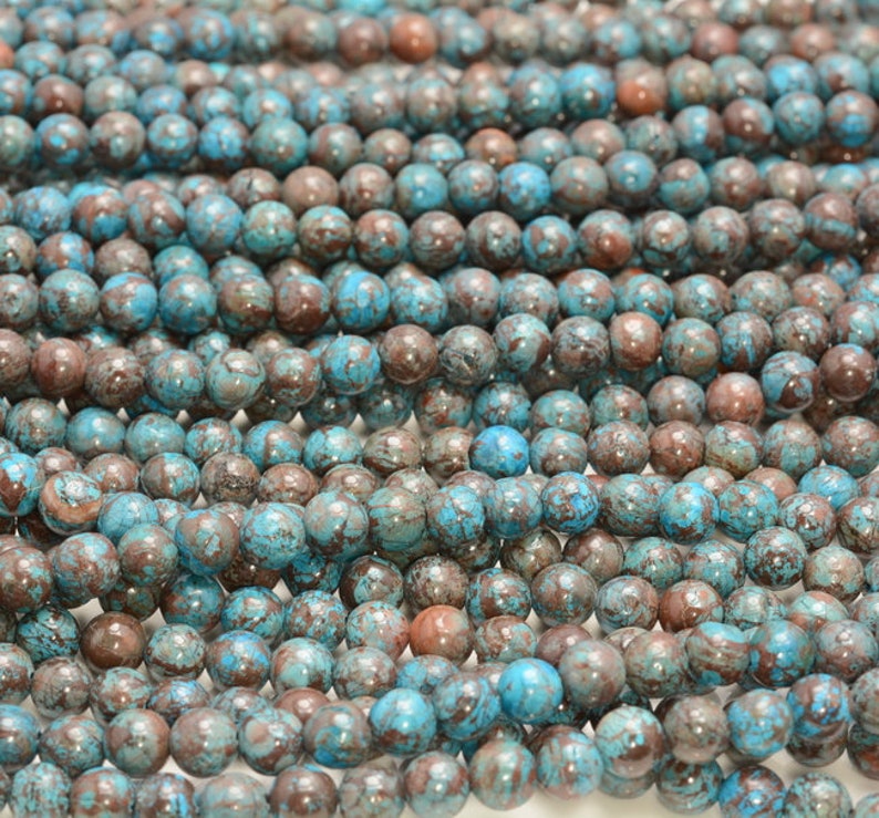 6MM TURQUOISE CALSILICA GEMSTONE SMOOTH ROUND 6MM LOOSE BEADS 15.5/"