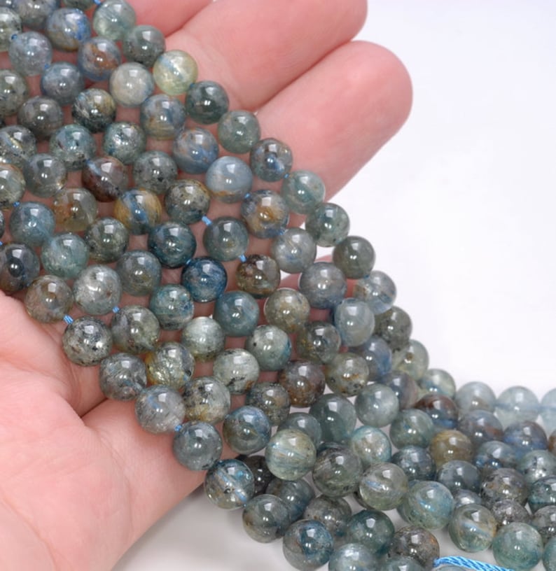 5-6MM Inclusion Kyanite Gemstone Round Loose Beads 15.5 inch Full Strand 80003999-A174