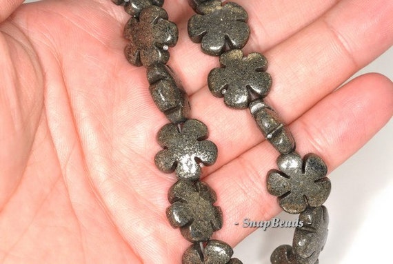 16MM PALAZZO IRON PYRITE GEMSTONE DAISY FLORA FLOWER 16MM LOOSE BEADS 7.5/"