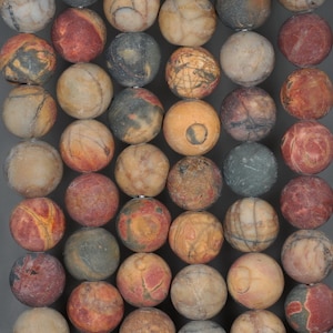 8mm Multicolor Picasso Jasper Gemstone Matte Brown Round Loose Beads 15.5 inch Full Strand (90185335-879)