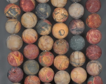 8mm Multicolor Picasso Jasper Gemstone Matte Brown Round Loose Beads 15.5 inch Full Strand (90185335-879)