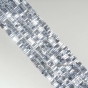 3x2-3x1mm Silver Hematite Gemstone Heishi Square Slice Loose Beads 15.5 inch Full Strand 90189040-199 image 5