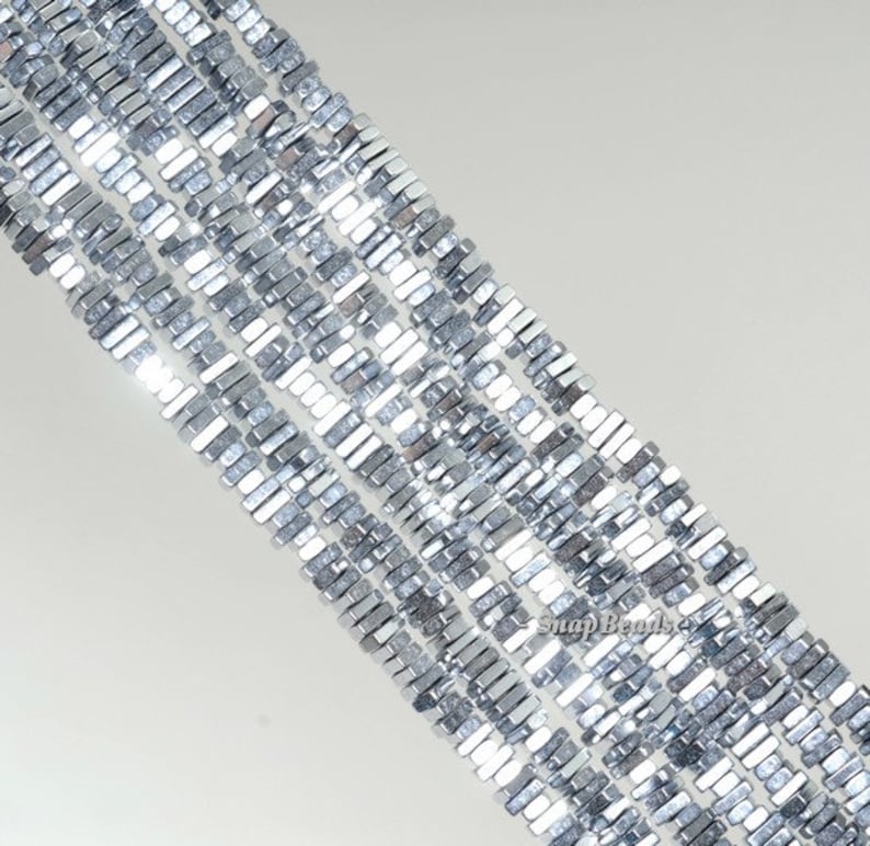 3x2-3x1mm Silver Hematite Gemstone Heishi Square Slice Loose Beads 15.5 inch Full Strand 90189040-199 image 5