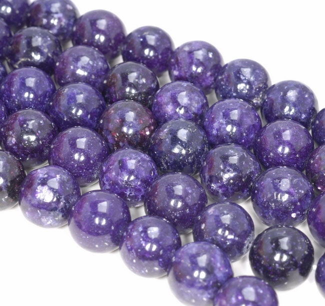 15-16MM Genuine Purple Lepidolite Gemstone Grade AAA Round Loose Beads 7 inch Half Strand (80003782-B93)