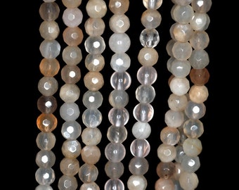 4mm Grey Agate Gemstone Faceted Round 4mm Loose Beads 7.5 inch Half Strand (90191952-342)