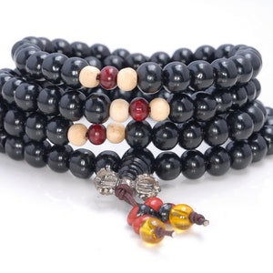 8MM Black Sandalwood Gemstone Round Loose Beads 30 inch  (80003704-W7)