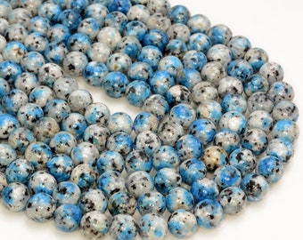 K2 Blue Granite Gemstone Grade AAA Round 6mm 8mm 10mm 12mm Loose Beads Full Strand (A254)