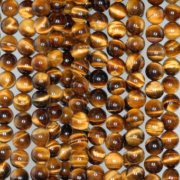 6mm Cognac Tiger Eye Gemstone Grade AAA Round Loose Beads 7.5 inch Half Strand (90186210 H-732)