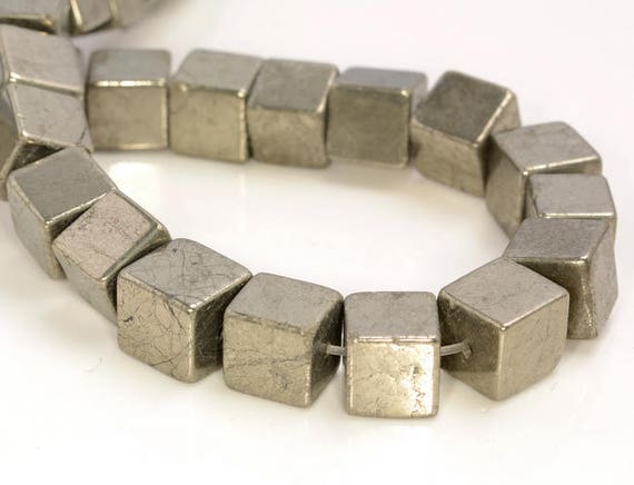 4MM PALAZZO IRON PYRITE GEMSTONE PERFECT SQUARE CUBE 4X4MM LOOSE BEADS 7.5/"