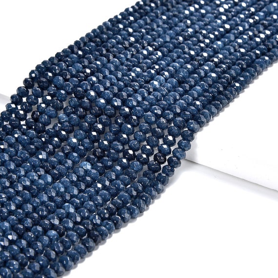 Perles Rondelles Diamant Brut Naturel Bleu - 2 Mm, Env. 2.75 Carats - Lot De 4 Pouces