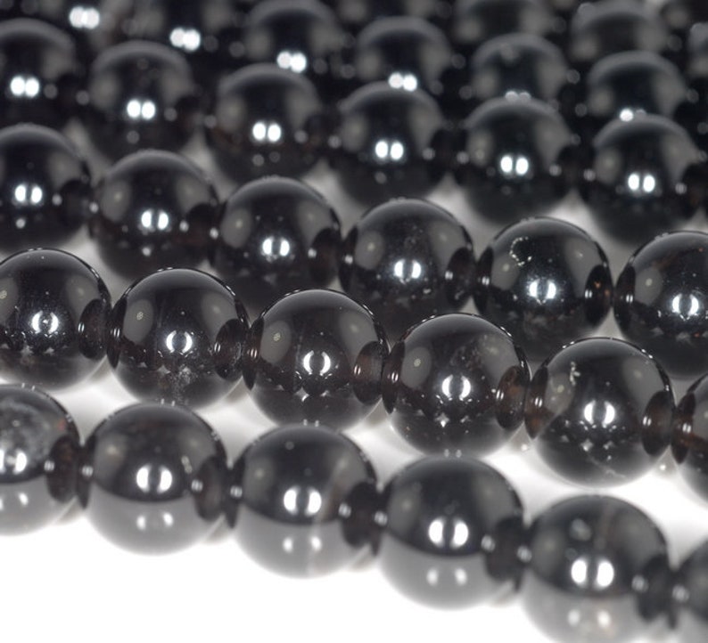 10MM Rare Morion Quartz Gemstone Grade AAA Round Loose Beads 7.5 inch Half Strand 80003786 H-B95
