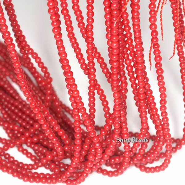 2MM Red Coral Gemstone Round 2MM Loose Beads 16 inch Full Strand (90113995-107 - 2mm A)