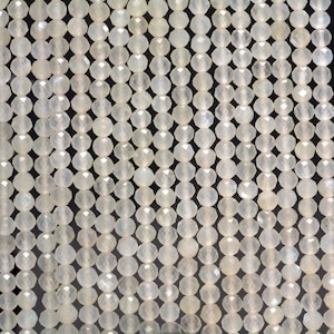 3MM piedra lunar blanca grado AAA Micro Faceted Round Loose Beads 15.5 pulgadas Full Strand (80010231-A192)