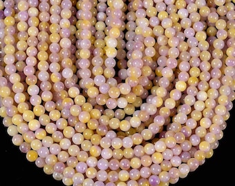 Yellow Pink Jade Gemstone Round 6MM Loose Beads 14.5 inch Full Strand (80020219-D628)