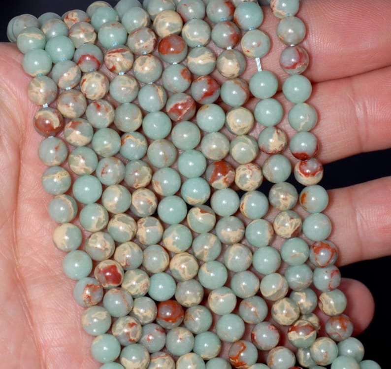 6mm Snake Skin Jasper Gemstone Blue Red Round Loose Beads 15.5 inch Full Strand 80000711-283 image 2