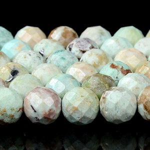 Natural Peruvian Turquoise Gemstone Grade A Faceted Round 3MM 4MM 5MM 6MM 7MM 8MM 9MM 10MM Loose Beads (D449) image 3