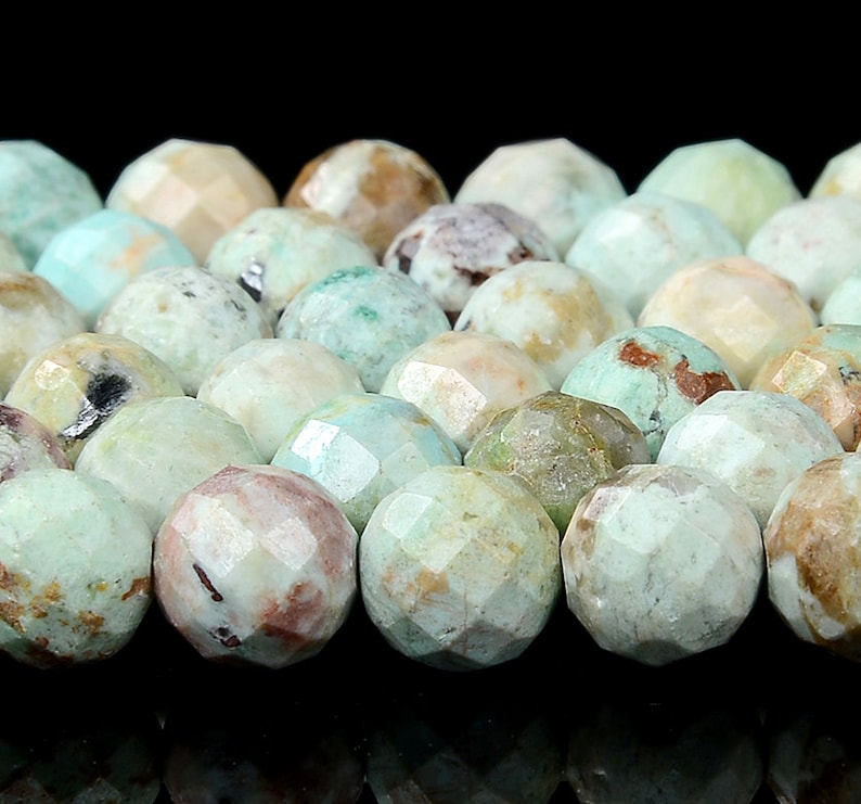 Natural Peruvian Turquoise Gemstone Grade A Faceted Round 3MM 4MM 5MM 6MM 7MM 8MM 9MM 10MM Loose Beads (D449) image 3
