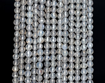 4mm Agate Gemstone Grey Faceted Round Loose Beads 15 inch Full Strand (90183821-364)