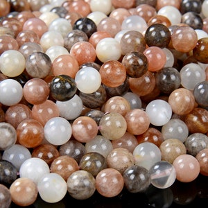 Natural Mix Sunstone Moonstone Gemstone Grade AA Round 6MM 8MM 10MM Loose Beads (D207)