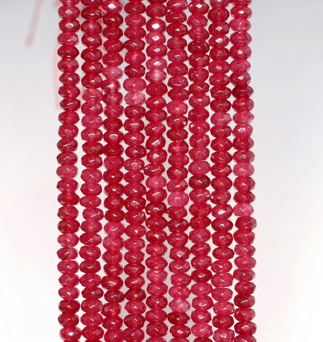 15 Strands Of Natural Red Jade Gemstone Rondelle Beads - 6x10mm Faceted, Loose For Jewelry 3 thumbnail image