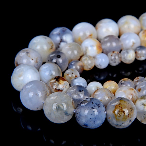 Opale blanche naturelle, pierre précieuse de qualité AAA, ronde, 6 mm, 8 mm, 10 mm, perles en vrac (D2)
