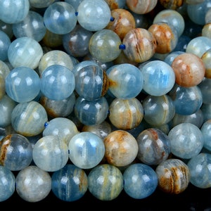 Natural Argentina Lemurian Aquatine Calcite, AA Round  2MM 3MM 4MM 5MM 6MM 7MM 8MM 9MM 10MM 11MM 12MM 13MM 14MM 15MM 16MM (D51 D52 D53)
