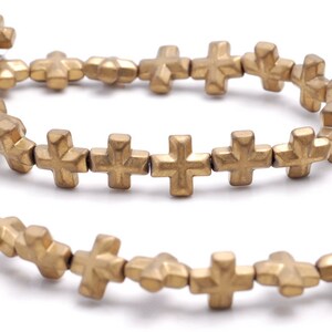 8MM Matte Gold Hematite Gemstone Cross Loose Beads 15.5 inch Full Strand (80000084-A38)
