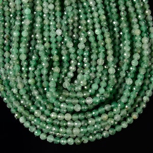 Natural Green Aventurine Gemstone Micro Faceted Round 6MM Loose Beads 15 inch Full Strand (80019670-P111)