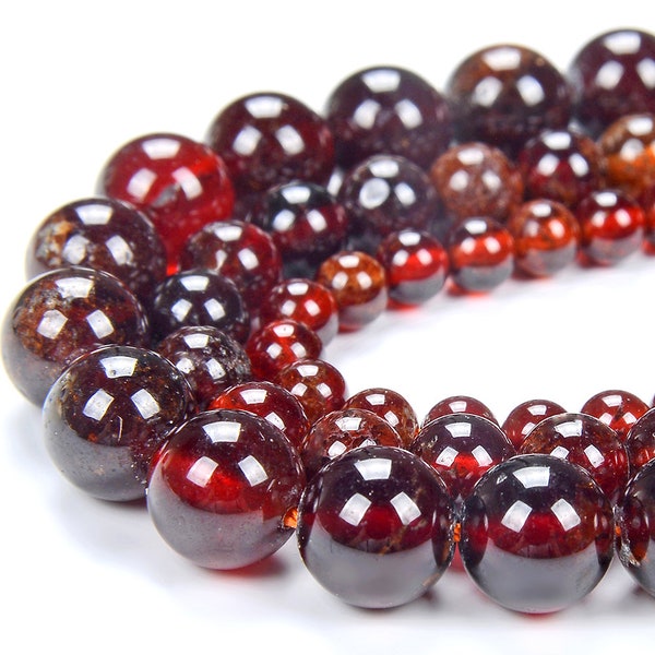 Natural Deep Hessonite Garnet Gemstone Grade AA Round 4MM 5MM 6MM 7MM 8MM 9MM Loose Beads (D313)