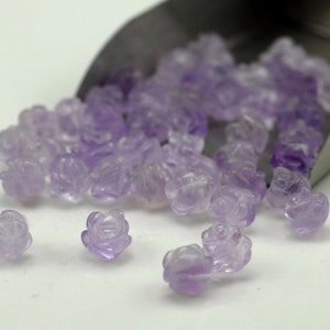 8MM Purple Amethyst Gemstone Carved Rose Flower Beads BULK LOT 5,10,20,30,50 (90187240-002)