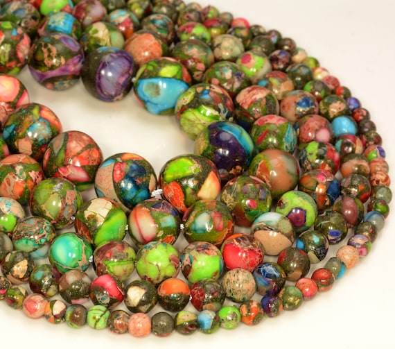 Gemstones - Rainbow Jasper Round Beads 4mm
