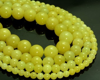 Natural Olive Lemon Jade Gemstone Round Spacer Beads 15'' 4mm 6mm 8mm 10mm 12mm 
