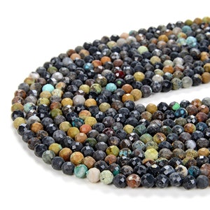 Pietra preziosa turchese naturale Micro sfaccettata rotonda 1MM 2MM 3MM perline sciolte (P10)