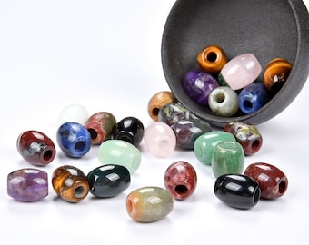 Natural Mixed Stone Gemstone Barrel Drum 16X13MM Large Hole Beads 12 Beads (80018797-S23)